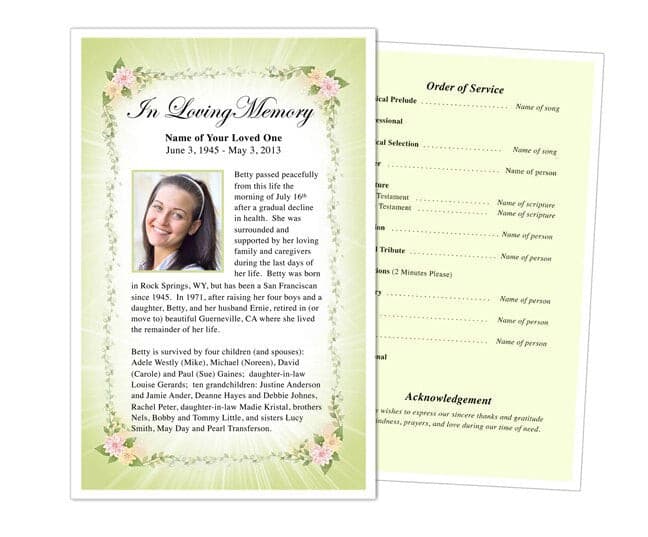 Christie Funeral Flyer Template - The Funeral Program Site