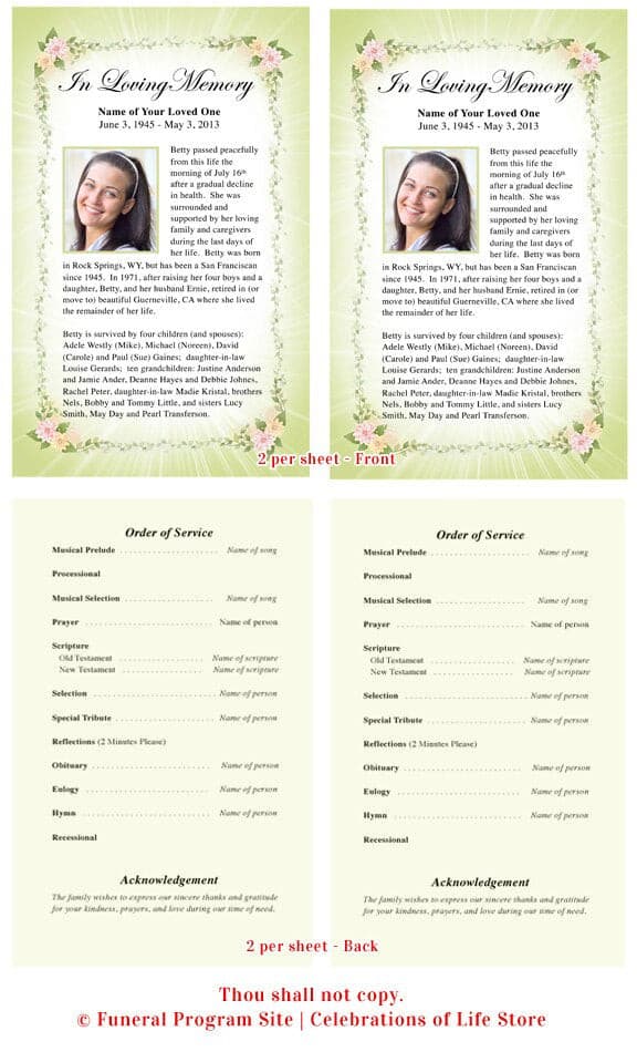 Christie Funeral Flyer Template - The Funeral Program Site