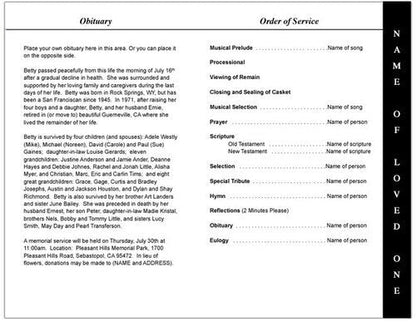 Classic 4 - Sided Graduated Funeral Program Template - The Funeral Program Site