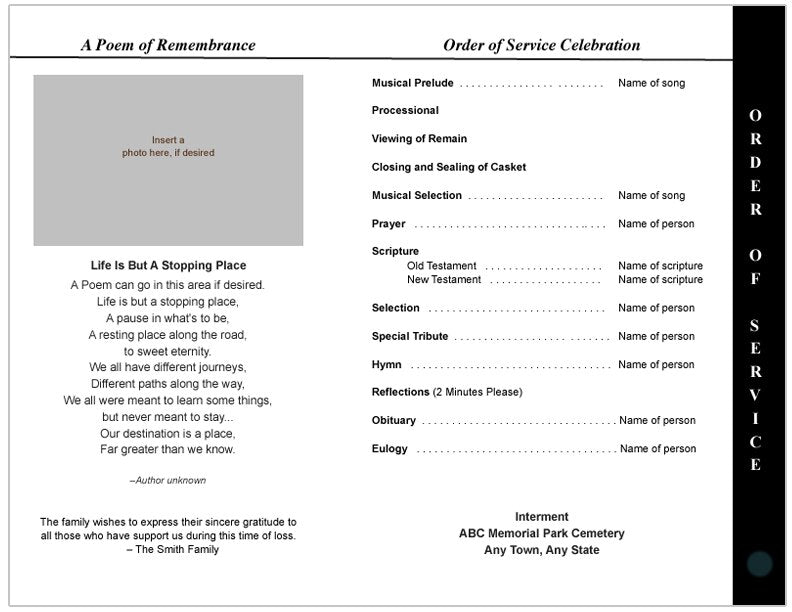 Classic 8 - Sided Graduated Funeral Program Template - The Funeral Program Site