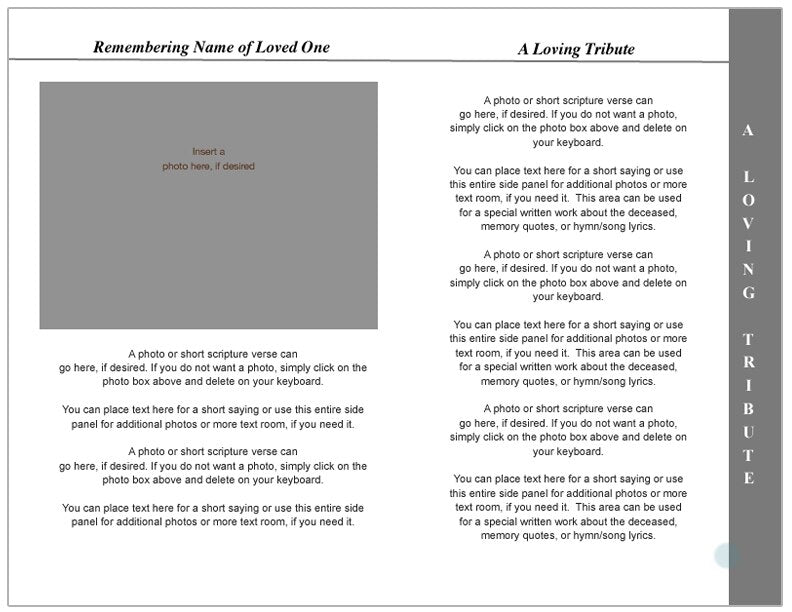 Classic 8 - Sided Graduated Funeral Program Template - The Funeral Program Site