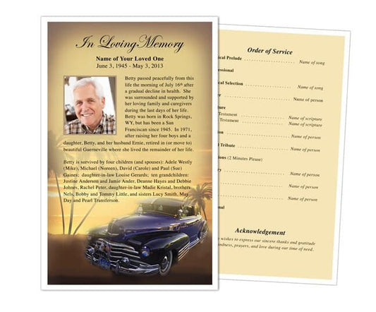 Classic Car Funeral Flyer Template - The Funeral Program Site