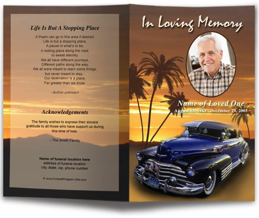 Classic Car Funeral Program Template - The Funeral Program Site