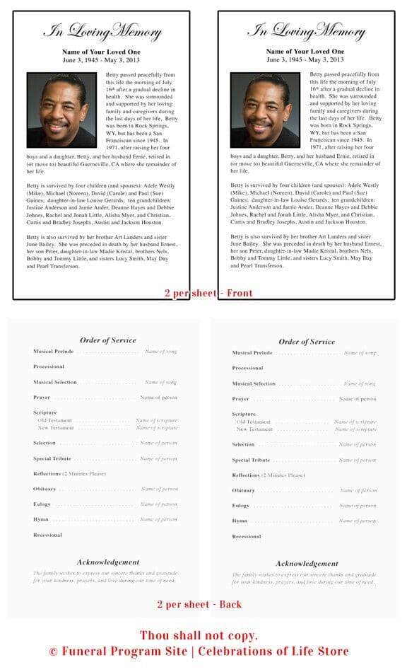 Classic Funeral Flyer Template - The Funeral Program Site