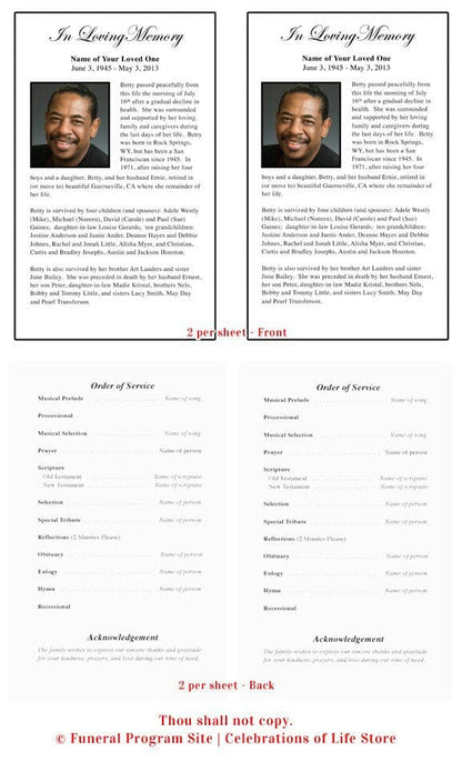 Classic Funeral Flyer Template - The Funeral Program Site