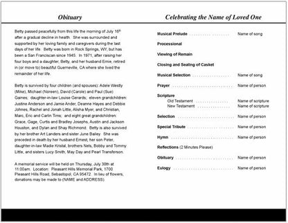 Classic Funeral Program Template - The Funeral Program Site