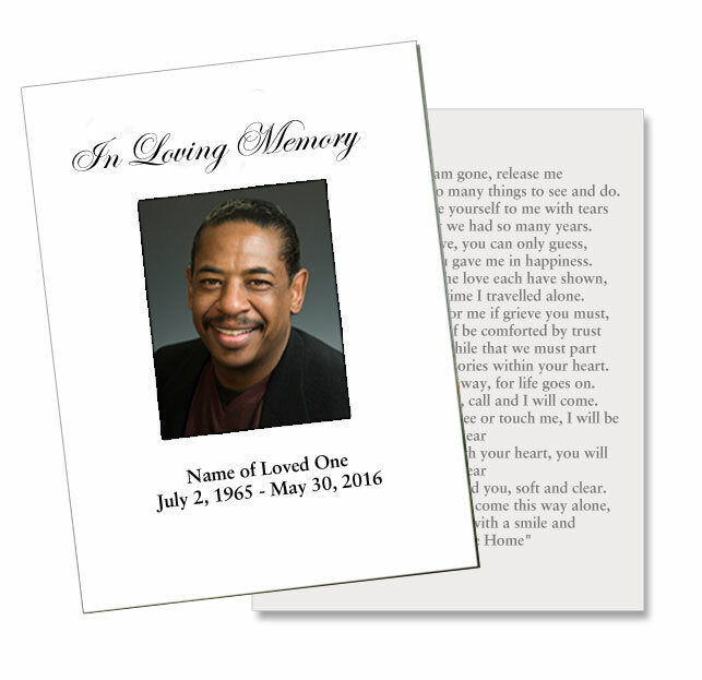 Classic Small Memorial Card Template - The Funeral Program Site