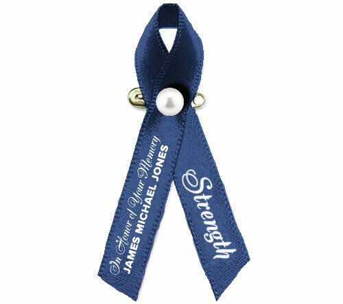 Colon Cancer Ribbon (Dark Blue) Pack of 10 - The Funeral Program Site