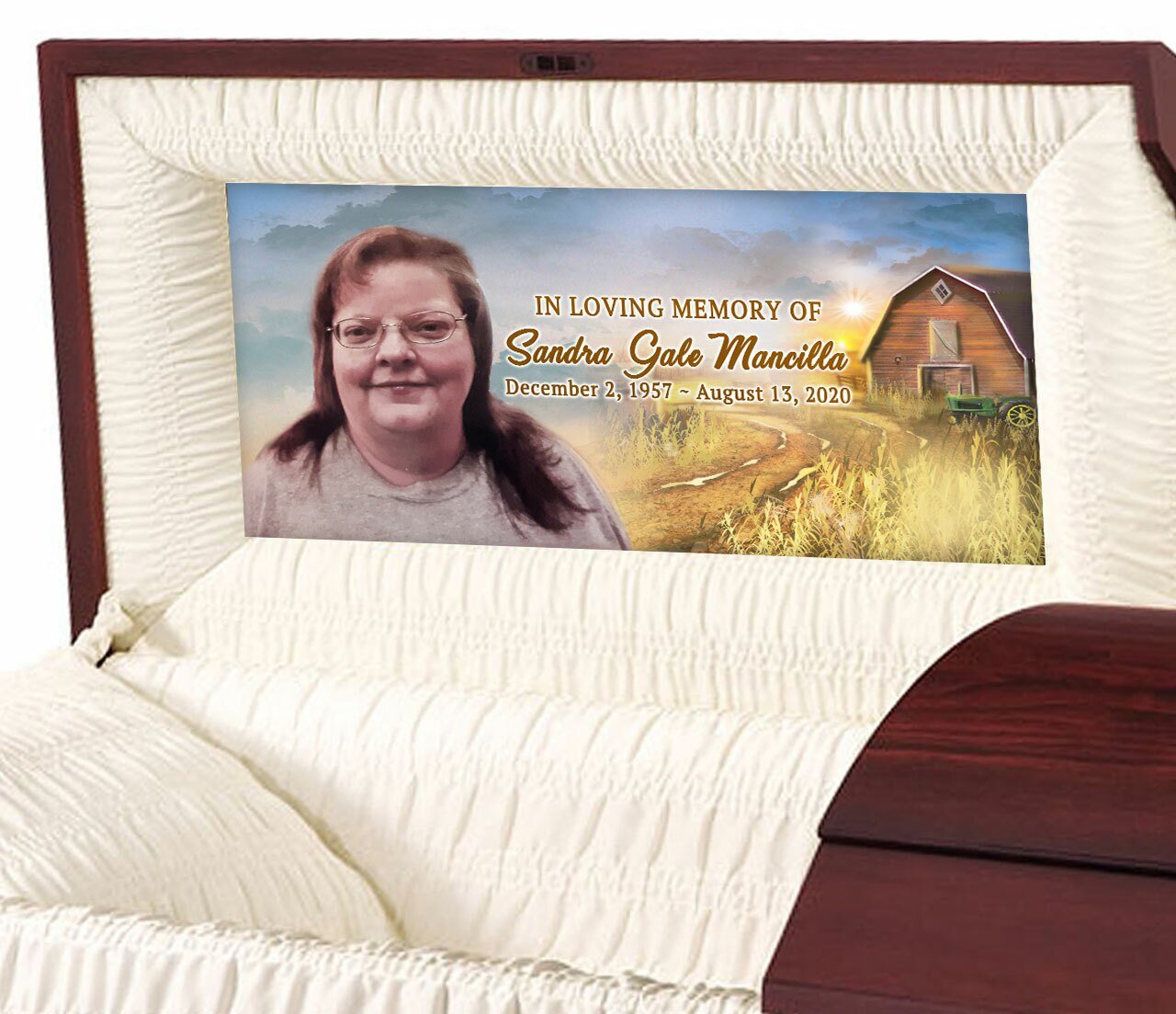 Country Barn Personalized Casket Panel Insert - The Funeral Program Site