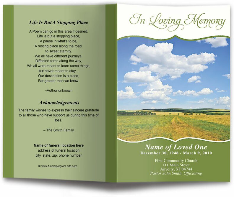 Country Funeral Program Template - The Funeral Program Site