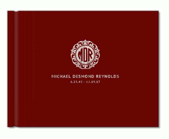 Crest Monogram Foil Look Landscape Funeral Guest Book - The Funeral Program Site