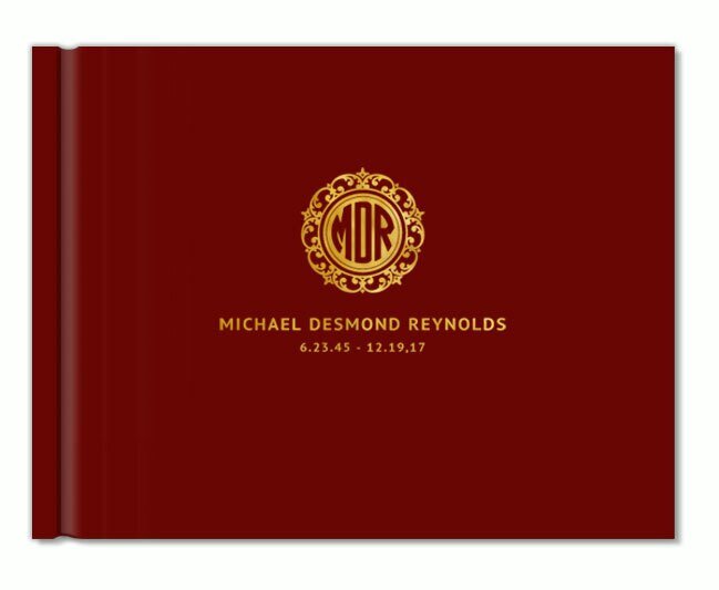 Crest Monogram Foil Look Landscape Funeral Guest Book - The Funeral Program Site