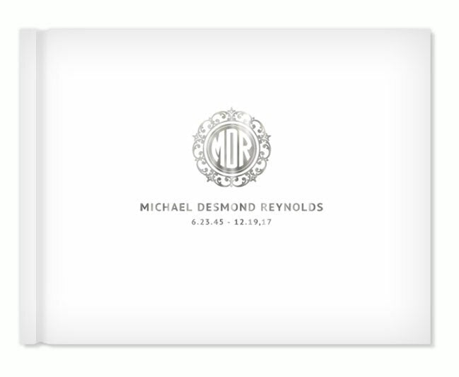 Crest Monogram Foil Look Landscape Funeral Guest Book - The Funeral Program Site