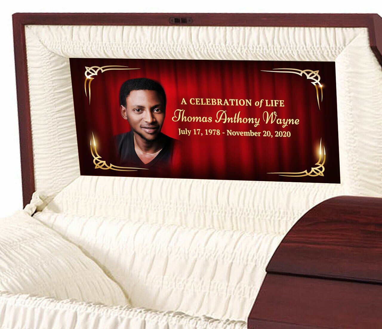 Crimson Personalized Casket Panel Insert - The Funeral Program Site