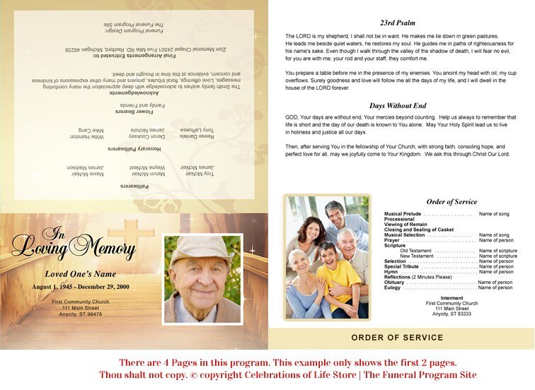 Crossing 8 - Sided Graduated Bottom Fold Template - The Funeral Program Site