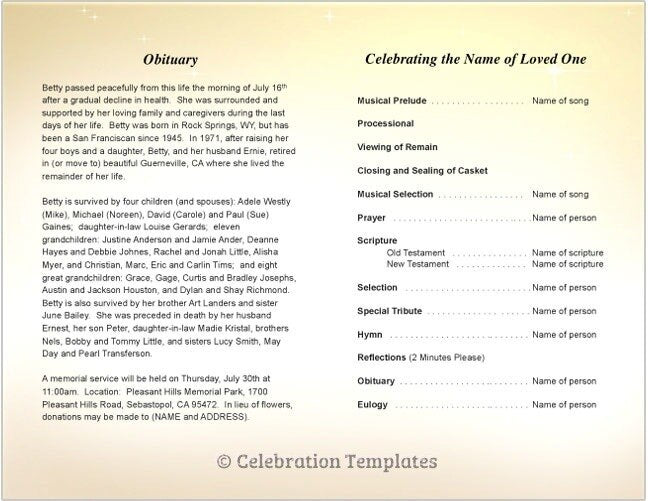 Crossing Funeral Program Template - The Funeral Program Site