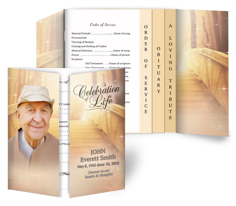 Crossing Gatefold - Graduated Combo Funeral Program Design & Print (Pack of 50) - The Funeral Program Site