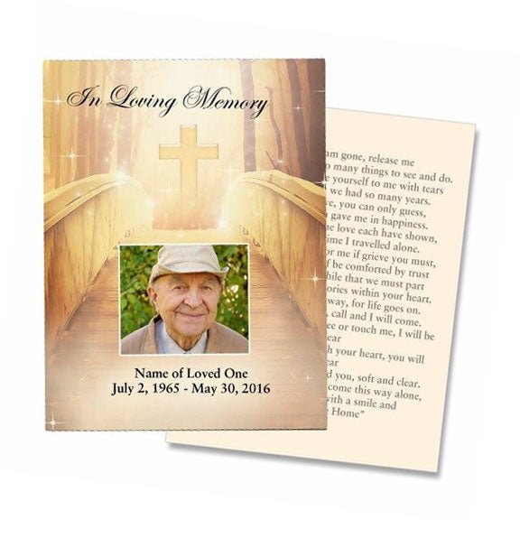 Crossing Small Memorial Card Template - The Funeral Program Site