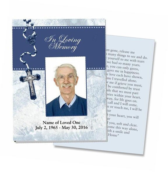 Crucifix Small Memorial Card Template - The Funeral Program Site