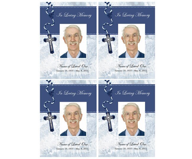 Crucifix Small Memorial Card Template - The Funeral Program Site