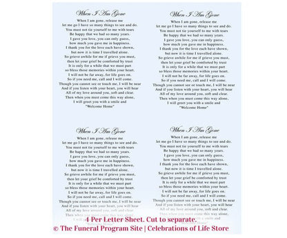 Crucifix Small Memorial Card Template - The Funeral Program Site