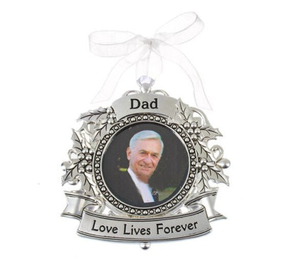 Dad Silver In Loving Memory Christmas Ornament - The Funeral Program Site