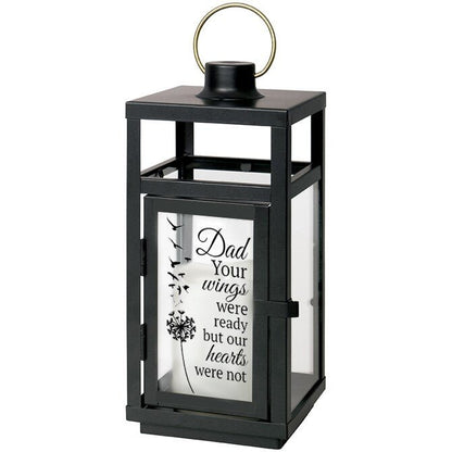 Dad Your Wings Were Ready Black Memorial Lantern With LED Candle - The Funeral Program Site