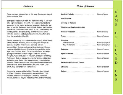 Daffodils 4 - Sided Graduated Funeral Program Template - The Funeral Program Site