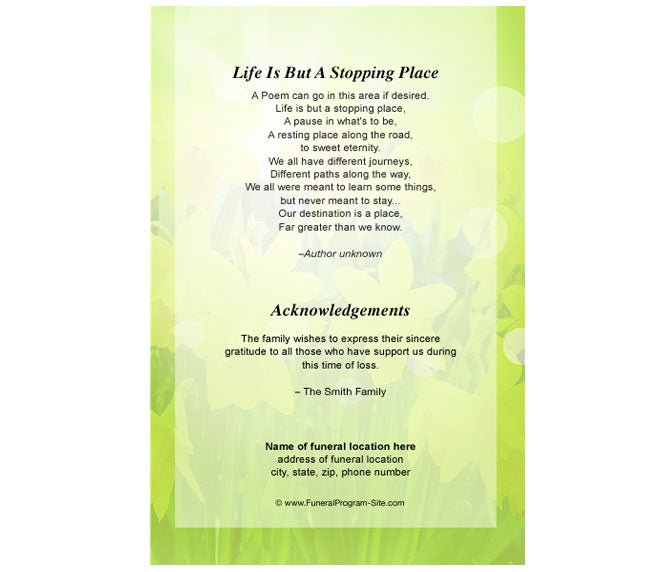 Daffodils 4 - Sided Graduated Funeral Program Template - The Funeral Program Site