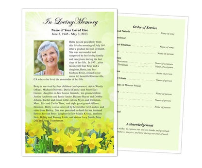 Daffodils Funeral Flyer Template - The Funeral Program Site