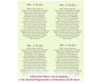 Daffodils Small Memorial Card Template - The Funeral Program Site