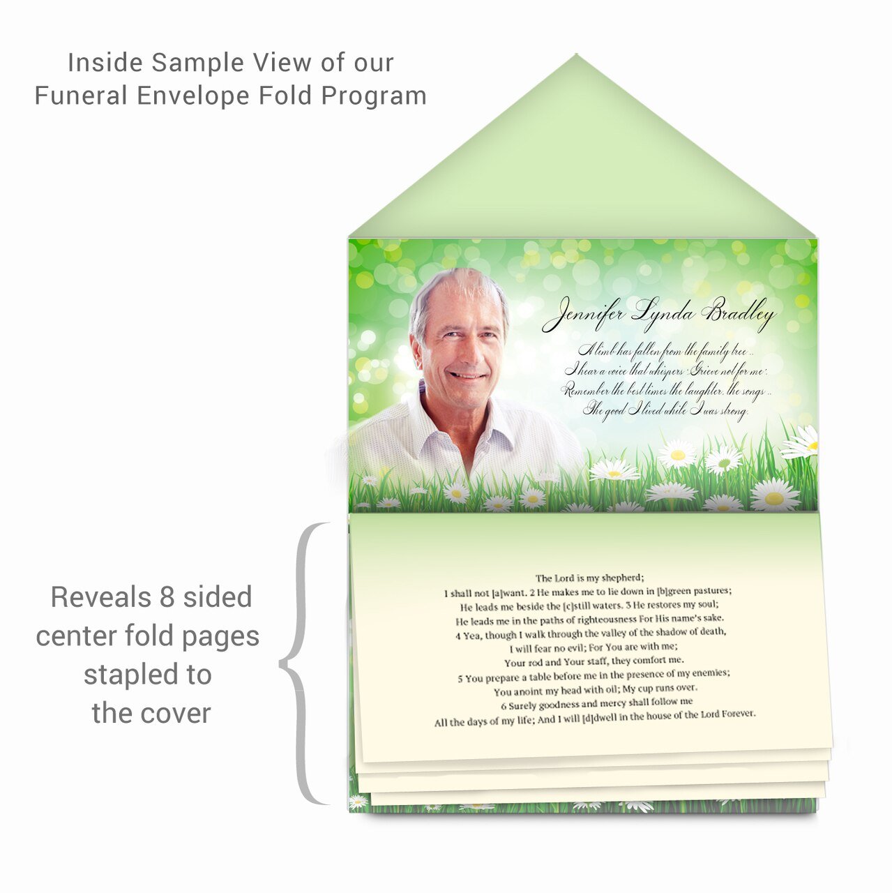 Daisy Delight Envelope Fold Funeral Program Design & Print (Pack of 50) - The Funeral Program Site