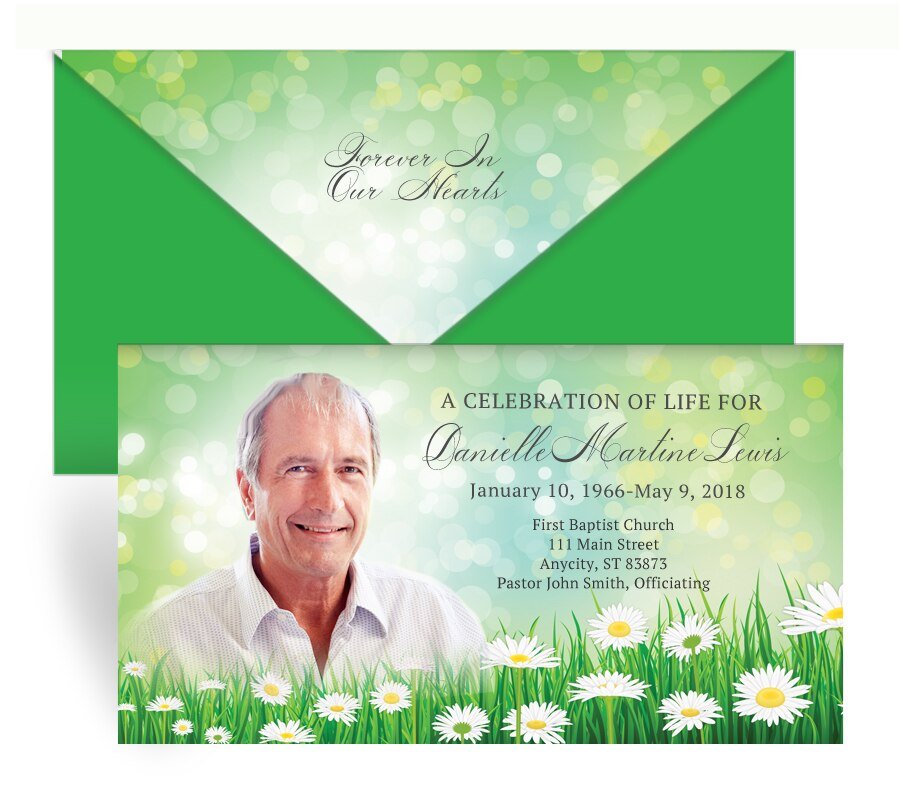 Daisy Delight Envelope Fold Funeral Program Design & Print (Pack of 50) - The Funeral Program Site