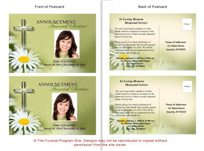 Daisy Funeral Announcement Template - The Funeral Program Site