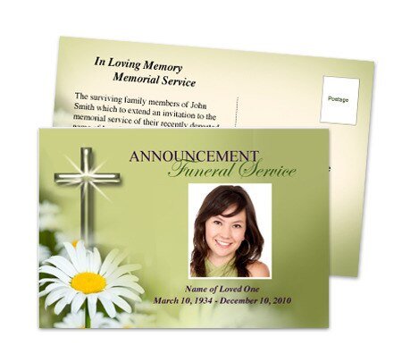 Daisy Funeral Announcement Template - The Funeral Program Site