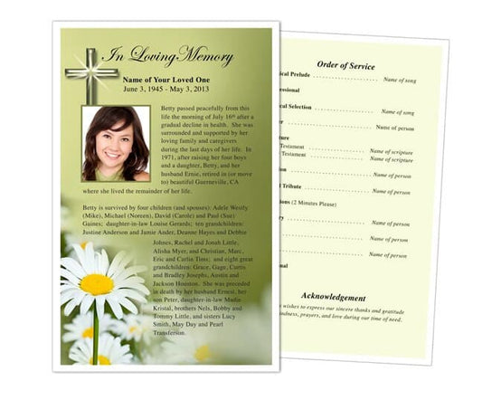 Daisy Funeral Flyer Template - The Funeral Program Site