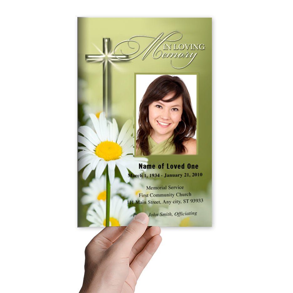 Daisy Letter Single Fold Program Template - The Funeral Program Site