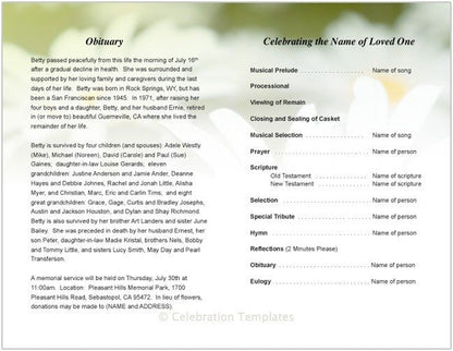 Daisy Letter Single Fold Program Template - The Funeral Program Site