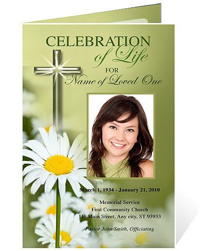 Daisy Letter Single Fold Program Template - The Funeral Program Site