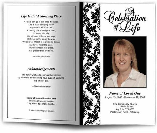 Damask Funeral Program Template - The Funeral Program Site