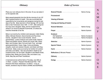 Darling 4 - Sided Graduated Funeral Program Template - The Funeral Program Site