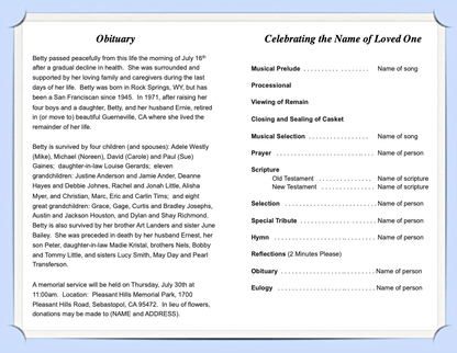 Darling Funeral Program Template - The Funeral Program Site