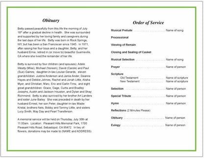 Dedication Funeral Program Template - The Funeral Program Site