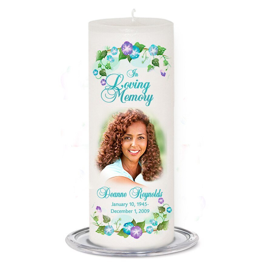 Dedication Personalized Wax Pillar Memorial Candle - The Funeral Program Site