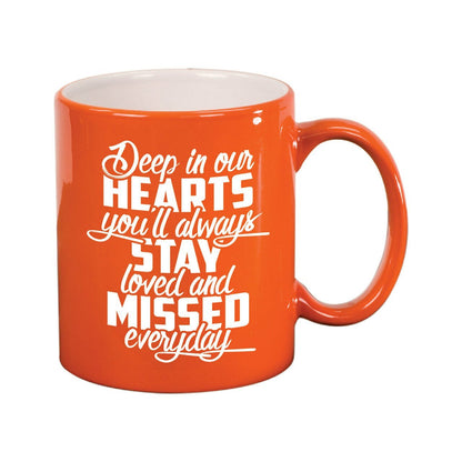 Deep In Our Hearts In Loving Memory Ceramic Mug - The Funeral Program Site