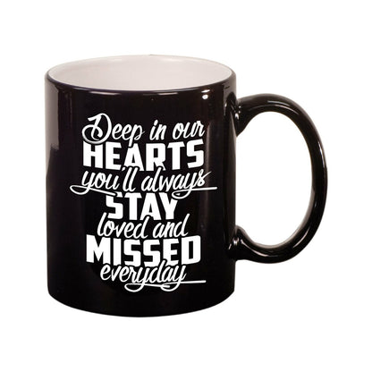 Deep In Our Hearts In Loving Memory Ceramic Mug - The Funeral Program Site