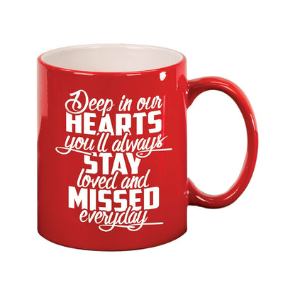 Deep In Our Hearts In Loving Memory Ceramic Mug - The Funeral Program Site