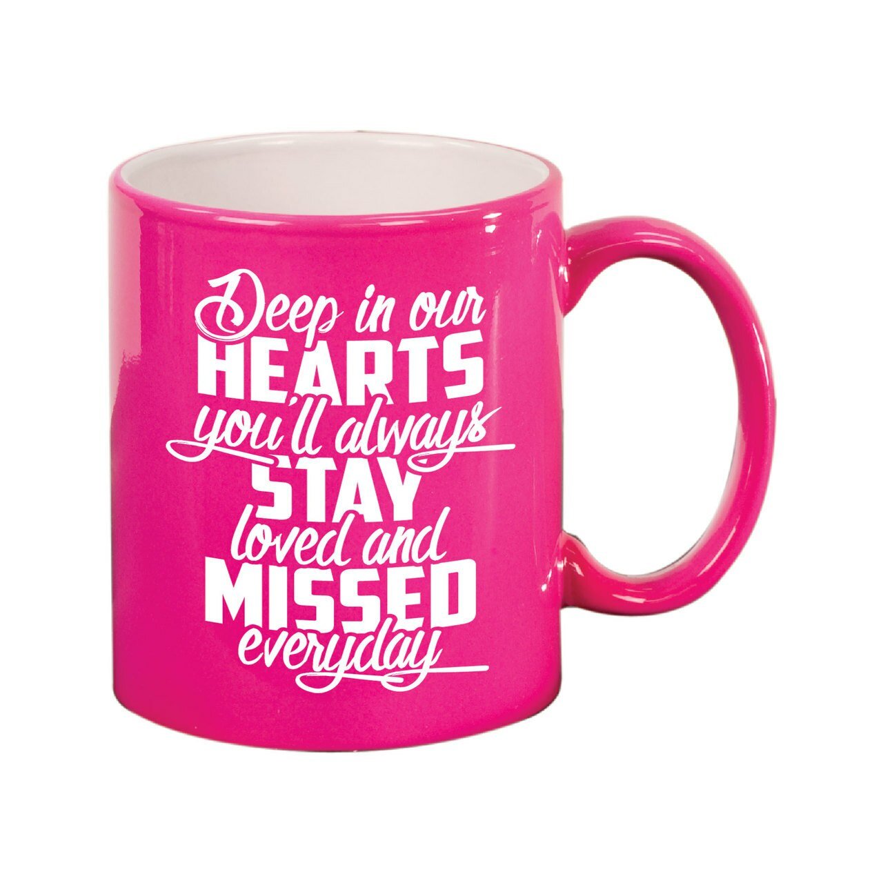 Deep In Our Hearts In Loving Memory Ceramic Mug - The Funeral Program Site