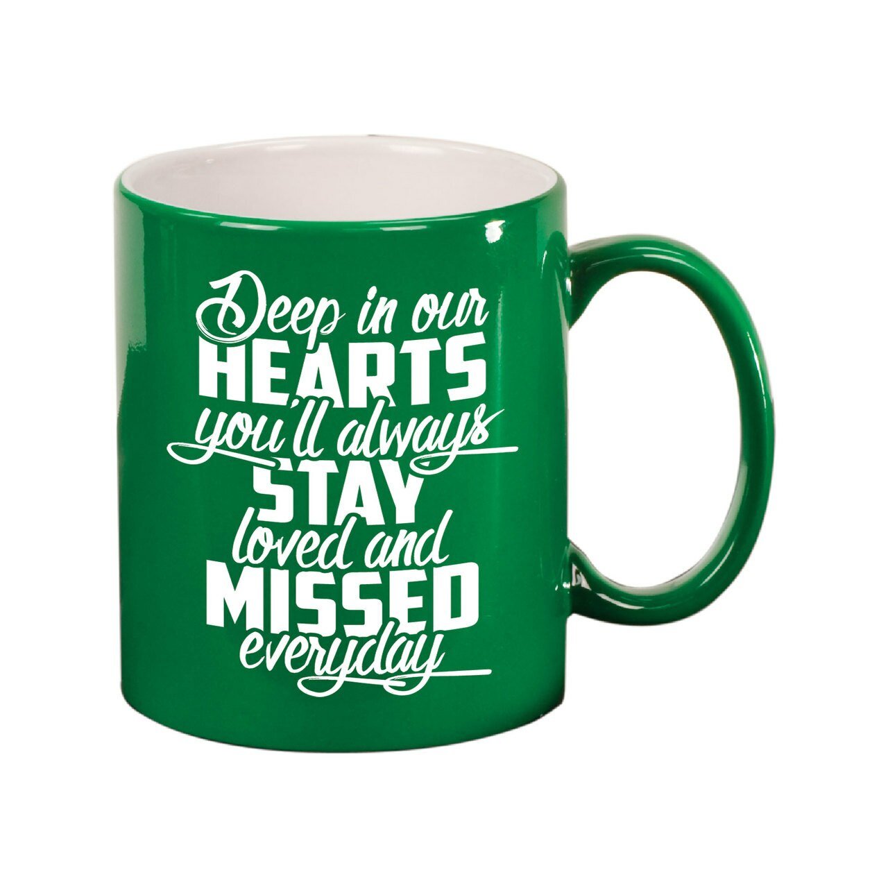 Deep In Our Hearts In Loving Memory Ceramic Mug - The Funeral Program Site