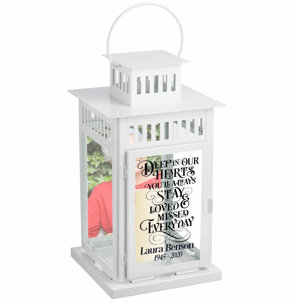 Deep In Our Hearts Memorial Lantern With LED Candle - The Funeral Program Site